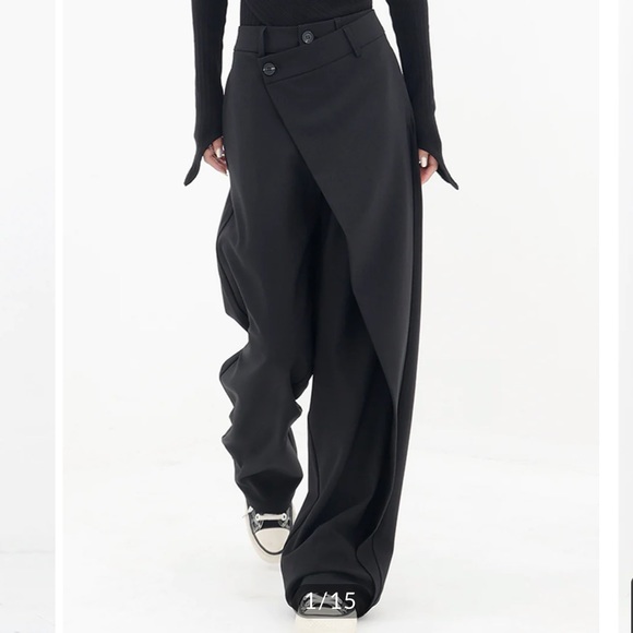 NWT asymmetrical layer button wide leg dress pants by Commense in size Small - Picture 10 of 10